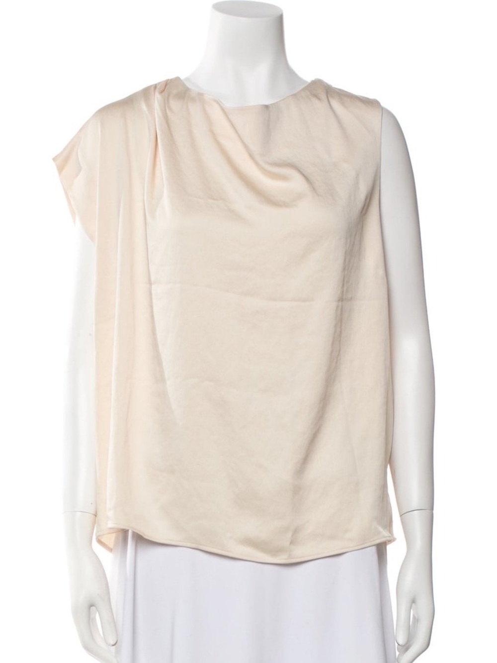 ba&sh Cream Draped Silk Blend Sleeveless Top